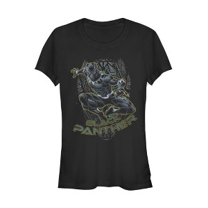 Juniors Womens Marvel Black Panther Mask Outline T-Shirt - 1 of 3