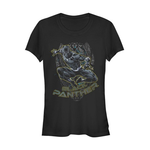 Juniors Womens Marvel Black Panther Mask Outline T-Shirt - image 1 of 3