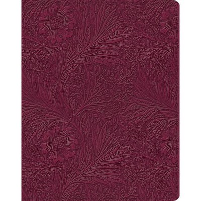 ESV Single Column Journaling Bible (Trutone, Raspberry, Floral Design) - (Leather Bound)