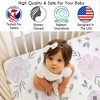 Sweet Jojo Designs Baby Girl Fitted 100% Cotton Muslin Crib Sheet Watercolor Floral Purple Pink and Grey - 3 of 4