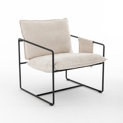 LOVMOR 34.64"Set of 2 Upholstered hanging armchair with arm pocket metal frame,Beige+Golden