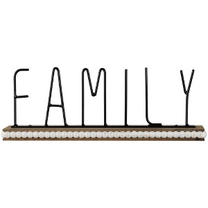 Northlight Metal "Family" Wood and Bead Decoration - 11.5" - 1 of 4