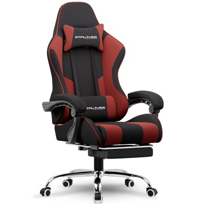 GTPLAYER Fabric Gaming Chair with Footrest and Lumbar Support, Height Adjustable Computer Chair with Headrest