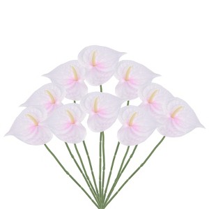 Unique Bargains Artificial Anthurium Lily Flowers for Home Decor 10 Pcs - 1 of 4