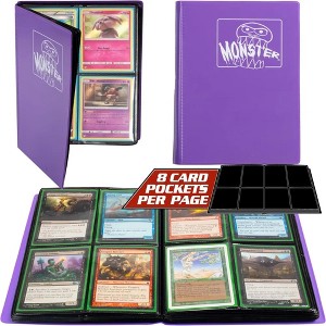 Trading Card Binder (4-Pocket) Matte Purple Album, w Side Loading Padded Pockets, Double Sided, Holds 160 Cards, For Sports, Gaming, Kpop, Gift - 1 of 4