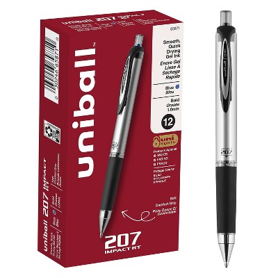 uni-ball 207 Impact RT Retractable Gel Pens Bold Point Blue Ink Dozen (65871)