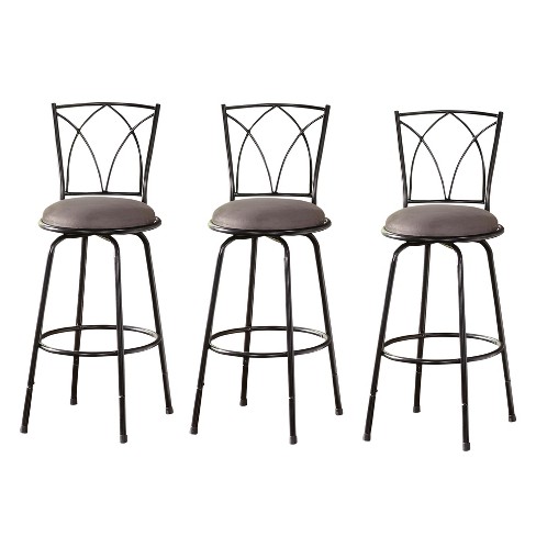 Set of 3 Delta Adjustable Height Stool Black Gray Buylateral