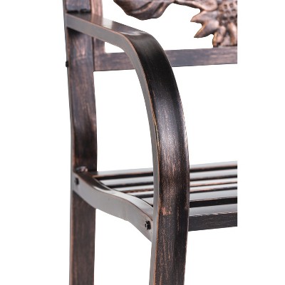 Bronze 50.5" Cast-Iron and Steel Sunflower Garden Bench