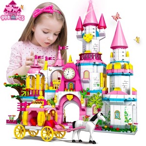 HogoKids Girls Castle STEM Building Toys, 998PCS Pink Princess Castle Building Blocks Gifts for 6-12 Years - 1 of 4
