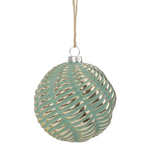 Northlight 4" Green and Gold Glass Ball Christmas Ornament - 1 of 4