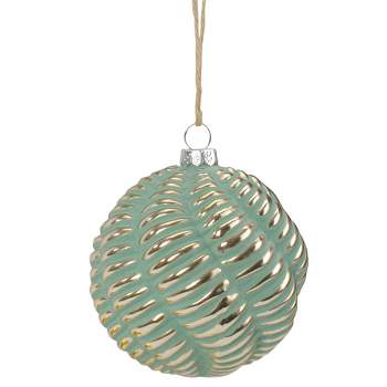 4” Green Clear Swirl Iced Ball Ornament