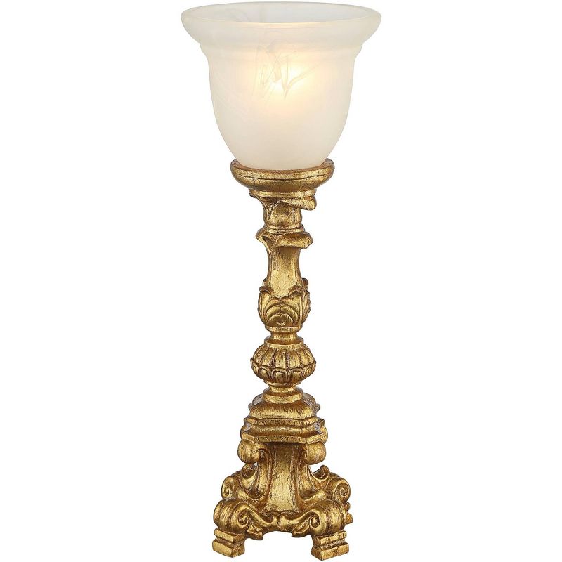Regency Hill Traditional Accent Table Lamp 18" High French Gold Uplight Alabaster Glass Shade Living Room Bedroom House Bedside, 1 of 10