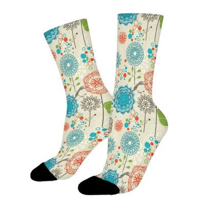 Dsane Retro Garden Women Printed Crew Socks Funny Funky Socks Soft Polyester Novelty Gifts for Artists Men