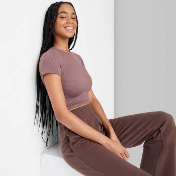 Women's Long Sleeve Sweetheart Neck Seamless Shirt - Wild Fable™ Brown L :  Target