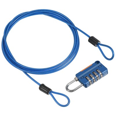Unique Bargains Locker Luggage Bike 4 Digit Combination Lock with Security Cable Set