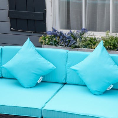 Turquoise 7-Piece Rattan Wicker Outdoor Sectional Sofa Set
