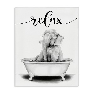 Stupell Industries Elephant Bathroom Relax Text Canvas Art, 16" x 20" - 1 of 4