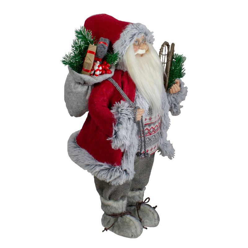 Northlight 18" Standing Santa Christmas Figure with Snow Shoes and Presents, 3 of 6