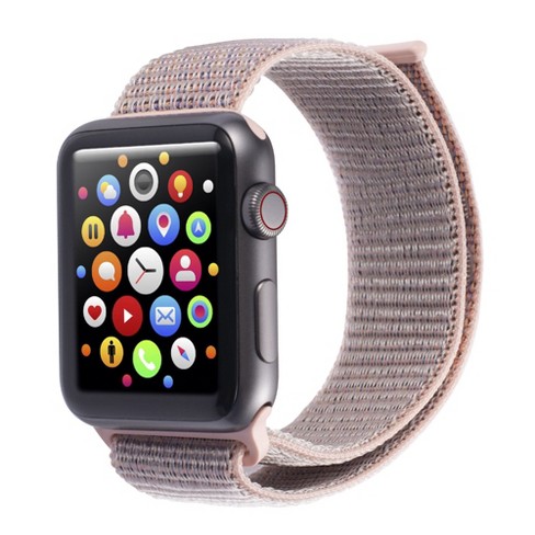 Insten Soft Woven Nylon Band For Apple Watch 42mm 44mm All Series Se 6 5 4 3 2 1 For Women Men Girls Boys Replacement Strap Pink Sand Target