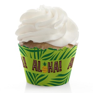 Big Dot of Happiness Tiki Luau - Tropical Hawaiian Summer Party Decorations - Party Cupcake Wrappers - Set of 12 - 1 of 4