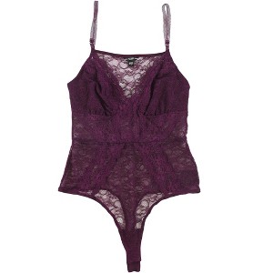GUESS Womens Lace Thong Bodysuit Jumpsuit, Purple, Small - 1 of 2