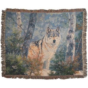 Manual Woodworks and Weavers Winter Collection Tapestry Throw – Snowy Silence, 60 × 50 - 1 of 3