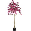 6FT Artificial Bougainvillea Tree, Realistic Flowering Faux Plant, Black Plastic Pot, Indoor Decor-- Frevyn - 3 of 4