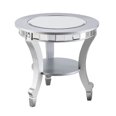 Lupina Glam Round End Table Matte Silver - Aiden Lane