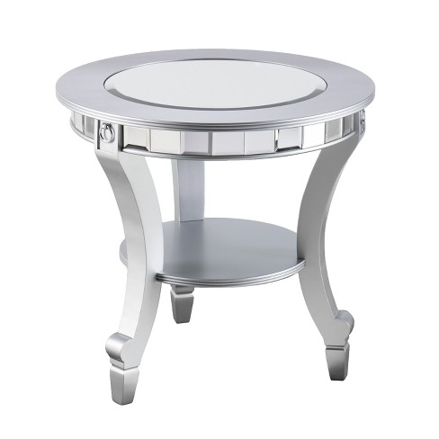 Lupina Glam Round End Table Matte, Silver Round End Table