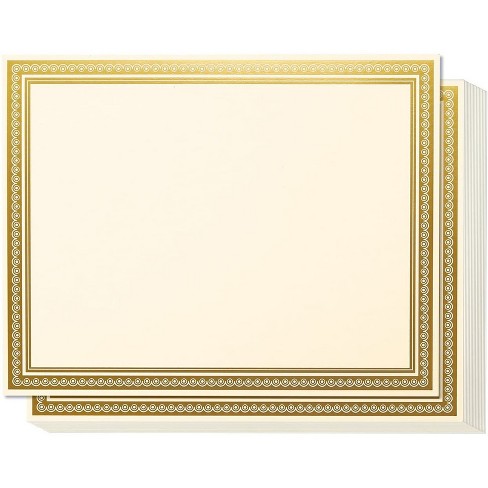 Juvale 50 Pack Gold Metallic Foiled Blank Printable Certificate Paper ...