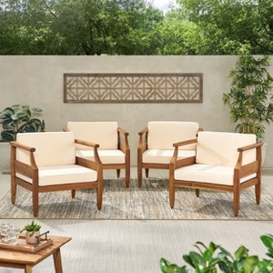 Christopher Knight Home Bianca Outdoor Acacia Wood Club Chairs with Cushions - 1 of 4