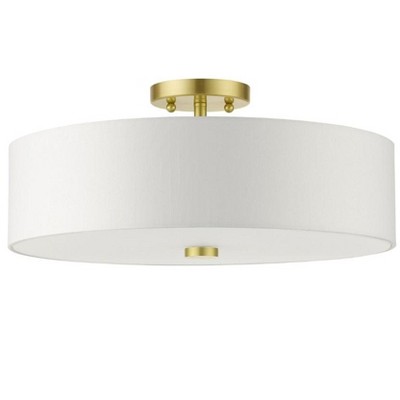 Satin Brass 18'' Drum Semi-Flush Mount Ceiling Light