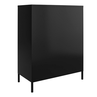 Black Metal Locker Style Storage Cabinet with Adjustable Shelving