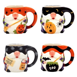 Set of 4 3D Halloween Gnomes 18oz Drinkware Mugs - Certified International - 1 of 4