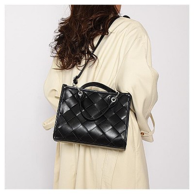Crossbody Purses and Handbags for Women PU Leather Tote Top Handle Satchel Shoulder Bags Woven Tote Bag