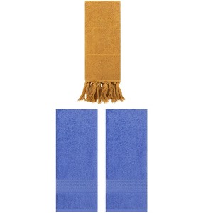 REGALWOVEN 3 Packs Solid Textured and Tassels Soft Absorbent Decorative Hand Towel - 1 of 4