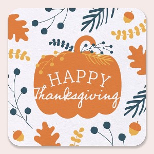 Big Dot of Happiness 25 Ct Happy Thanksgiving Drink Coasters, 4-Inch Disposable Square Paper Coasters for Fall Harvest Party Decoration - 1 of 4
