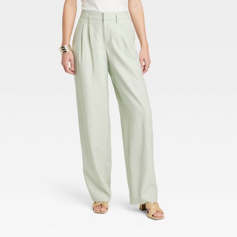Women's High-rise Straight Trousers - A New Day™ Light Green 16 : Target