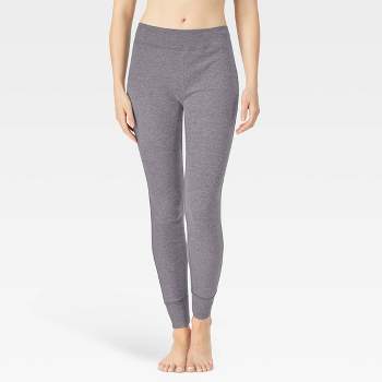 Warm Essentials by Cuddl Duds Women's Plaid Waffle Ribbed Trimmed Leggings  with Pockets - White/Gray XL