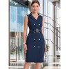Allegra K Women's Sleeveless V Neck Notched Lapel Double Breasted Belted Work Office Dress - 3 of 4
