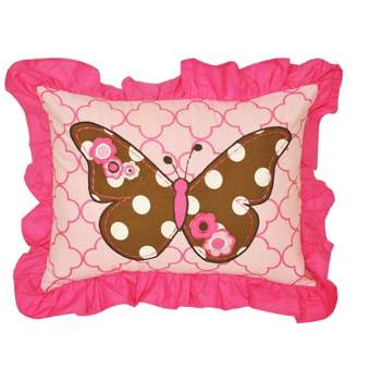 Bacati - Butterflies pink/chocolate Throw Pillow