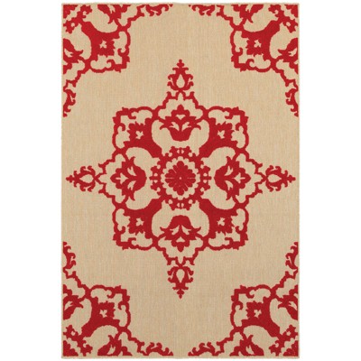 Oriental Weavers Cayman 097R9 Sand/ Red Indoor/Outdoor Area Rug - 9'10" x 12'10"