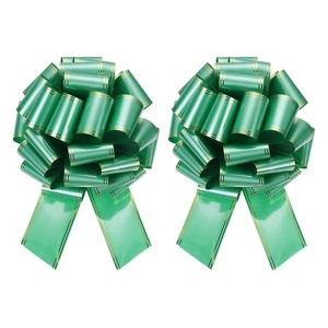 Unique Bargains Christmas Wedding Car Basket Gift Wrapping Large Organza Pull Bow 2 Pcs - 1 of 4