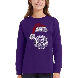 LA Pop Art Santa Pics - Girl's Word Art Long Sleeve T-Shirt - 1 of 4