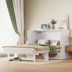 Queen/Full Size Murphy Bed Wall Bed with Large Drawers, USB Ports and Outlets-ModernLuxe - 1 of 4