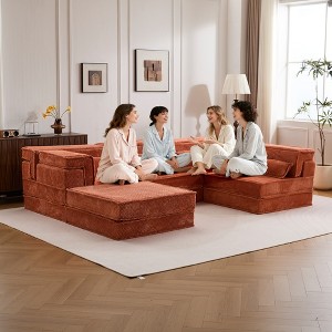 Whisen Modern Compression Loveseat, Convertible Floor Sofa Bed,DIY Boneless Modular Sectional Couch, No Assembly Required - 1 of 4