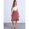 INSPIRE CHIC Women's Floral Ruffle Elastic High Waist Button Flowy Split Skirt - 2 of 4