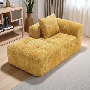 37.5" Chenille Minimalist Loveseat Sofa with Sleeper & Deep Seat - 1 of 4