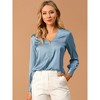Allegra K Women's Elegant Satin Long Sleeve Office Work Blouses - 2 of 4