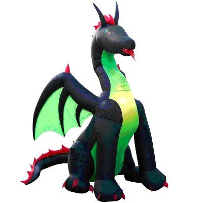 Holidayana HD-DRAGON 9 Foot Tall Air Blown Inflatable LED Halloween Dragon Yard Decoration with Blower Fan and Ground Anchor Stakes
